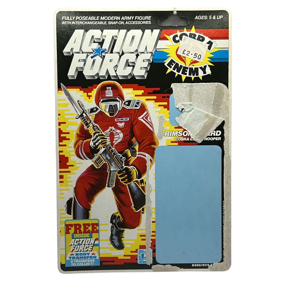 GI Joe, Action Force Crimson Guard original cardback filecard backing card