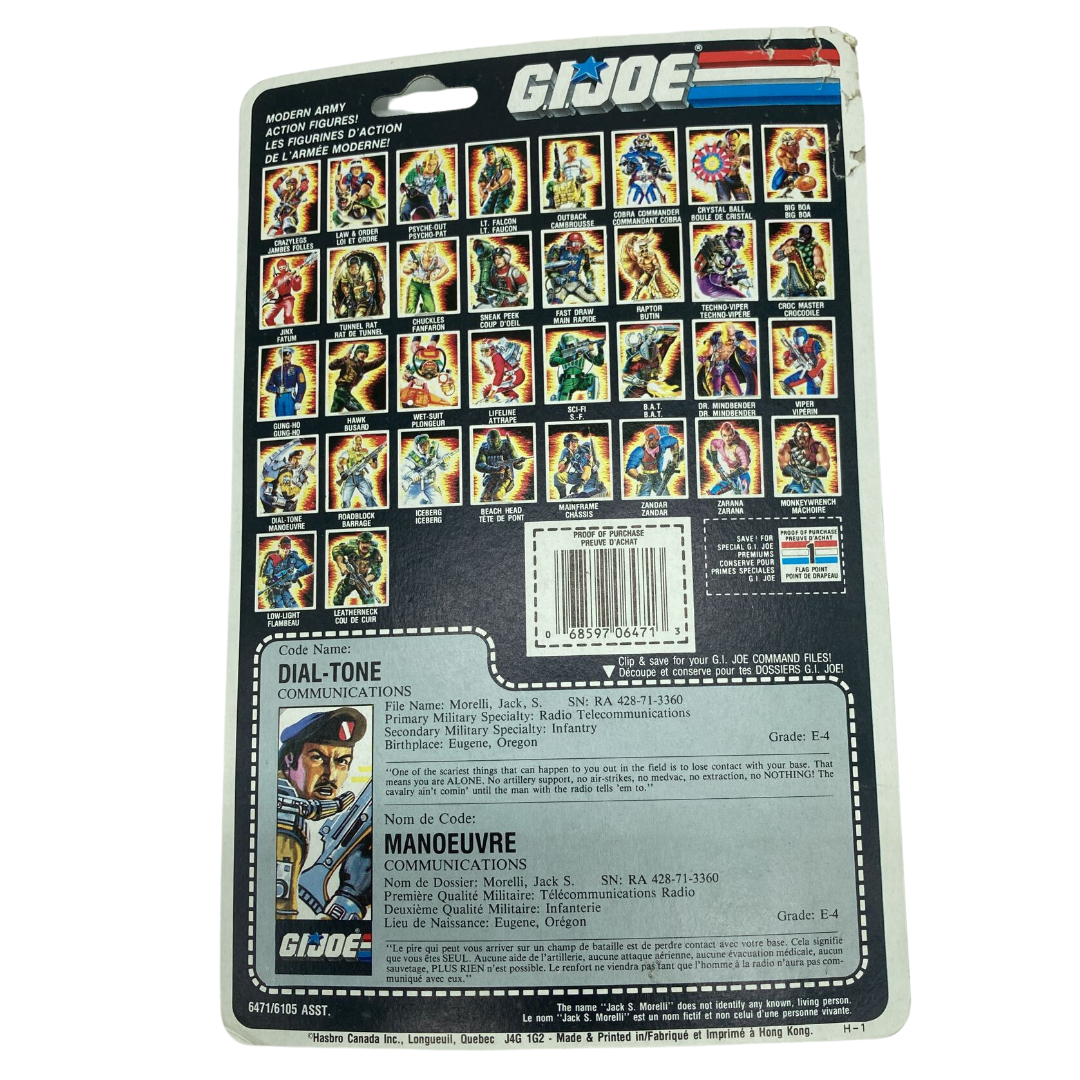 G.I. Joe, Action Force Dial Tone V1 backing card 89