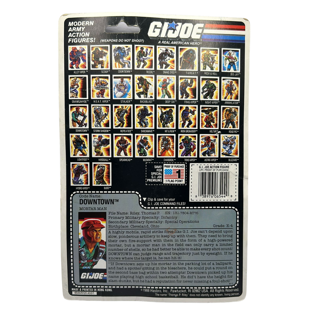 GI Joe,  Action Force Downtown backing card, file card