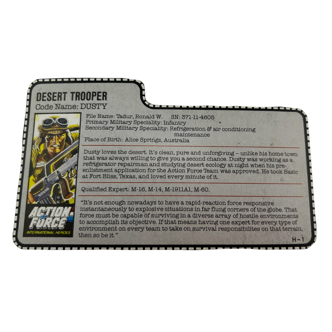 GI Joe, Action Force Dusty filecard part accessory 230