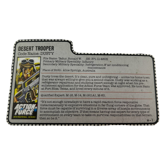GI Joe, Action Force Dusty filecard part accessory 230