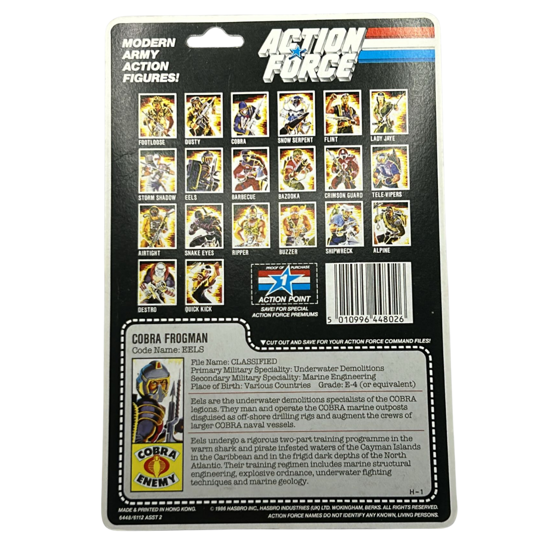 GI Joe, Action Force Eels original cardback filecard backing card