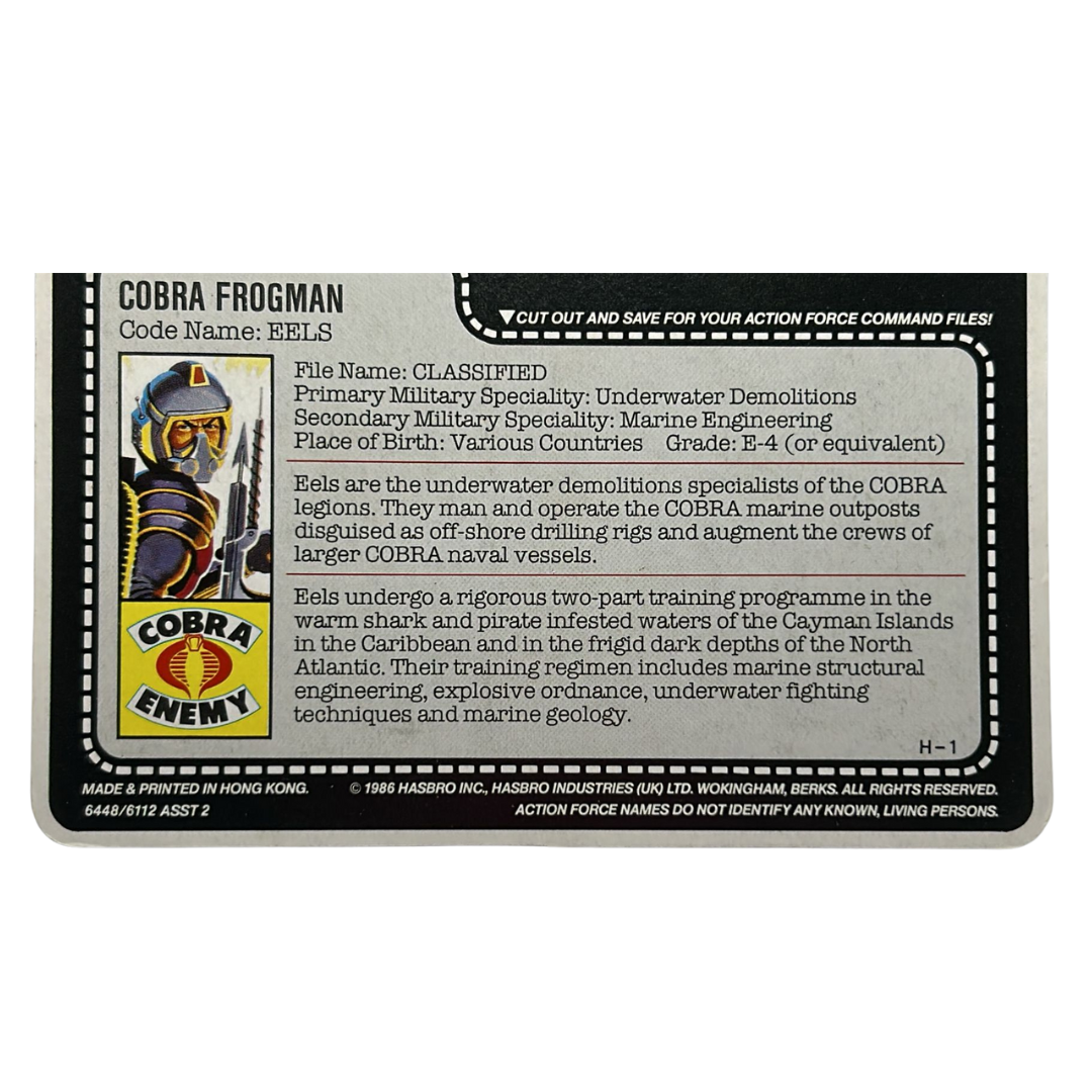 GI Joe, Action Force Eels original cardback filecard backing card