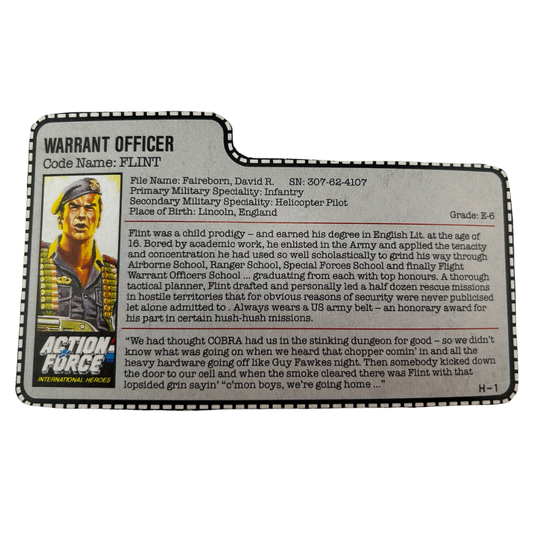 GI Joe, Action Force Flint figure filecard UK version 224