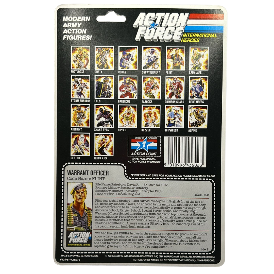 GI Joe, Action Force Flint original cardback filecard