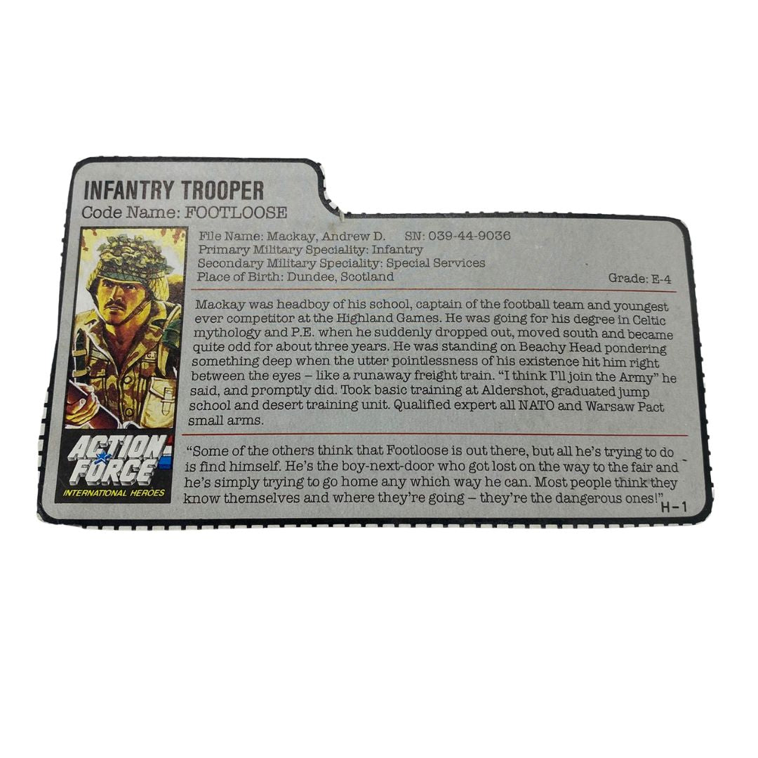 GI Joe, Action Force Footloose filecard UK version 556
