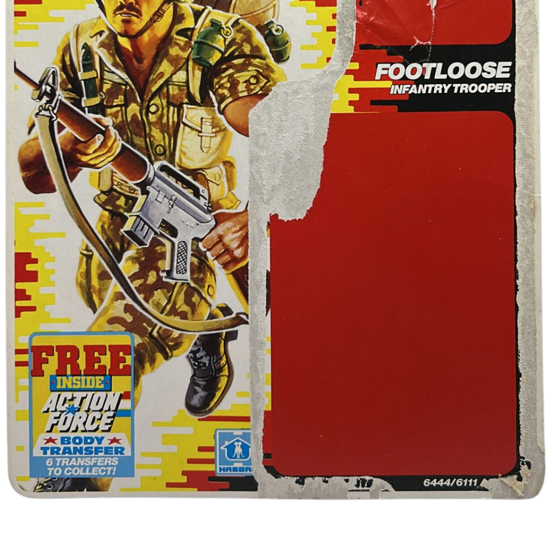 GI Joe, Action Force Footloose original cardback filecard backing card