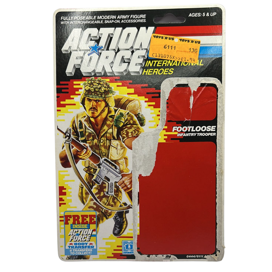 GI Joe, Action Force Footloose original cardback filecard backing card