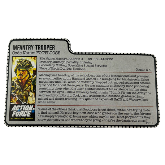 GI Joe, Action Force Footloose filecard UK version 266