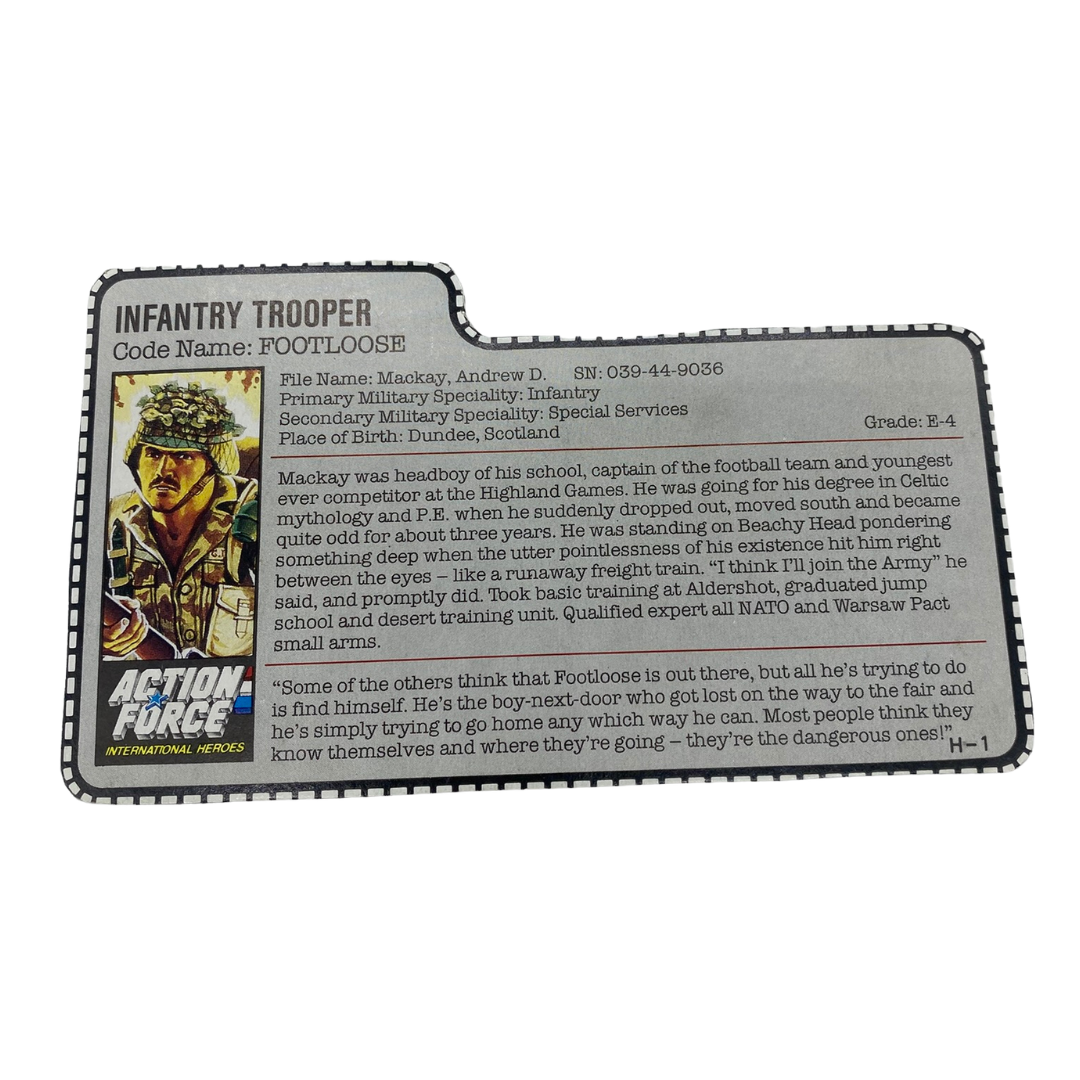 GI Joe, Action Force Footloose filecard UK version 132