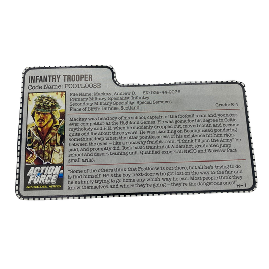 GI Joe, Action Force Footloose filecard UK version 132