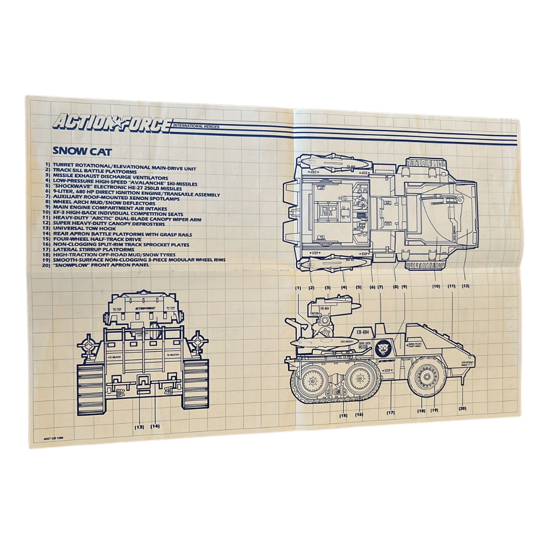 GI Joe, Action Force Snow Cat  instructions blueprint Snowcat vehicle 561D