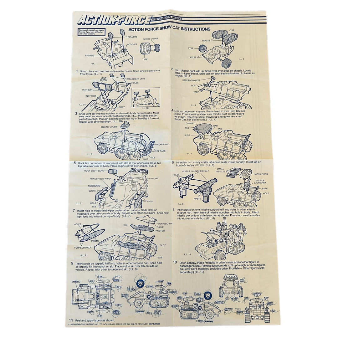 GI Joe, Action Force Snow Cat  instructions blueprint Snowcat vehicle 561D