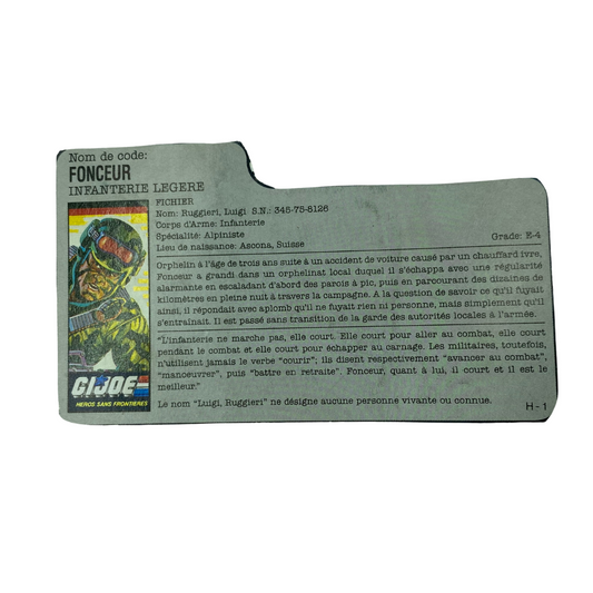 GI Joe, Action Force Hit and Run figure filecard French