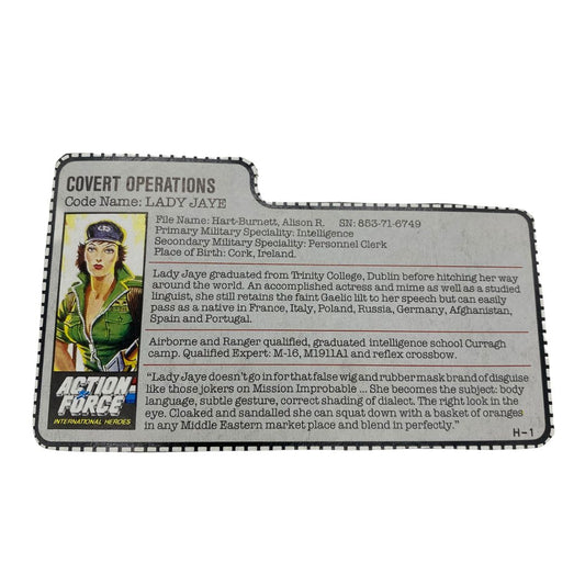 GI Joe, Action Force Lady Jaye filecard UK version by Hasbro 181