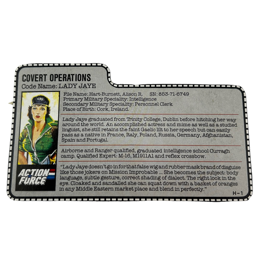 GI Joe, Action Force Lady Jaye filecard by Hasbro 491