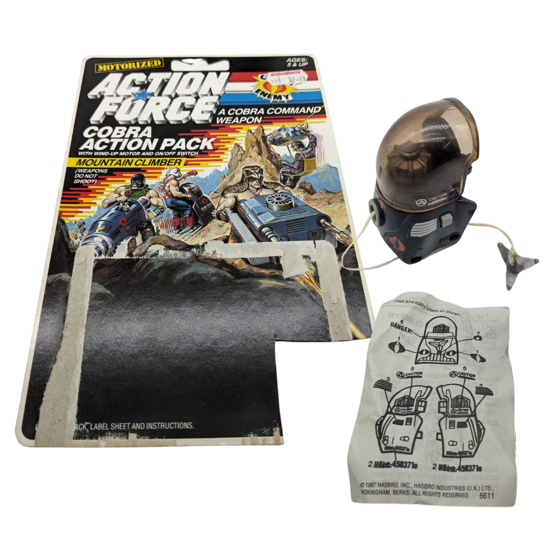 GI Joe Action Force Mountain Climber, cardback and instructions