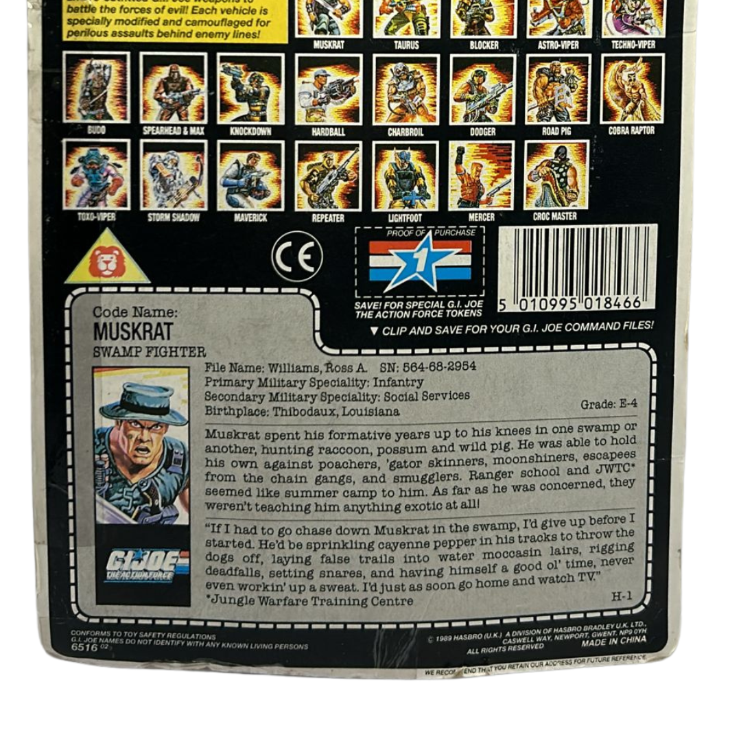 GI Joe The Action Force Muskrat cardback opened and sellotaped