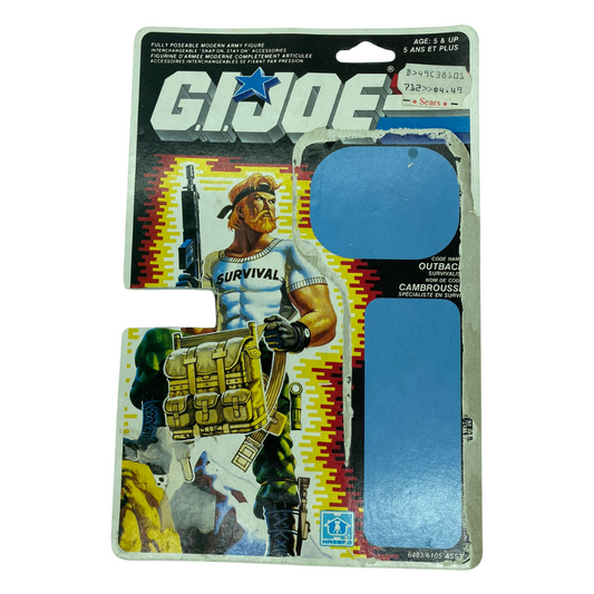 G.I. Joe Action Force Outback Canadian cardback / filecard with cut