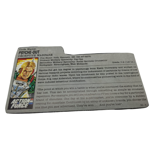 GI Joe / Action Force, Psycheout filecard, file card