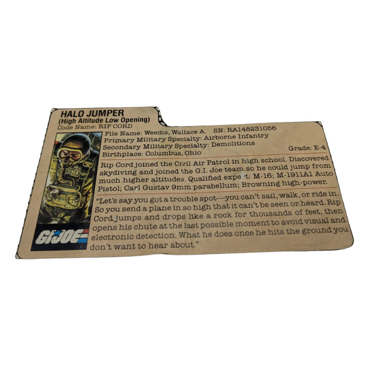 GI Joe / Action Force, Ripcord filecard, file card