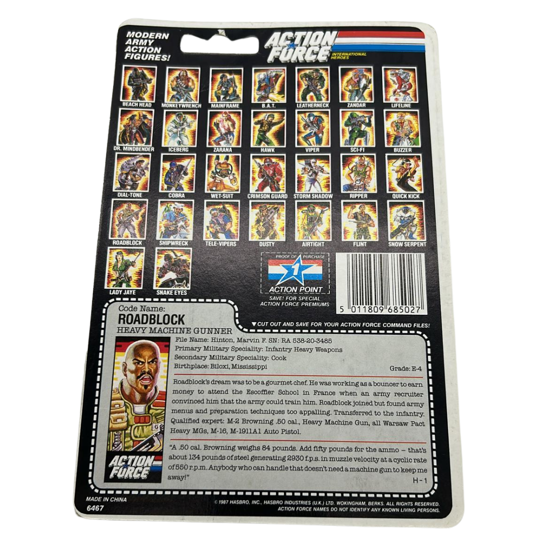 Action Force, GI Joe Roadblock V2 figure cardback filecard