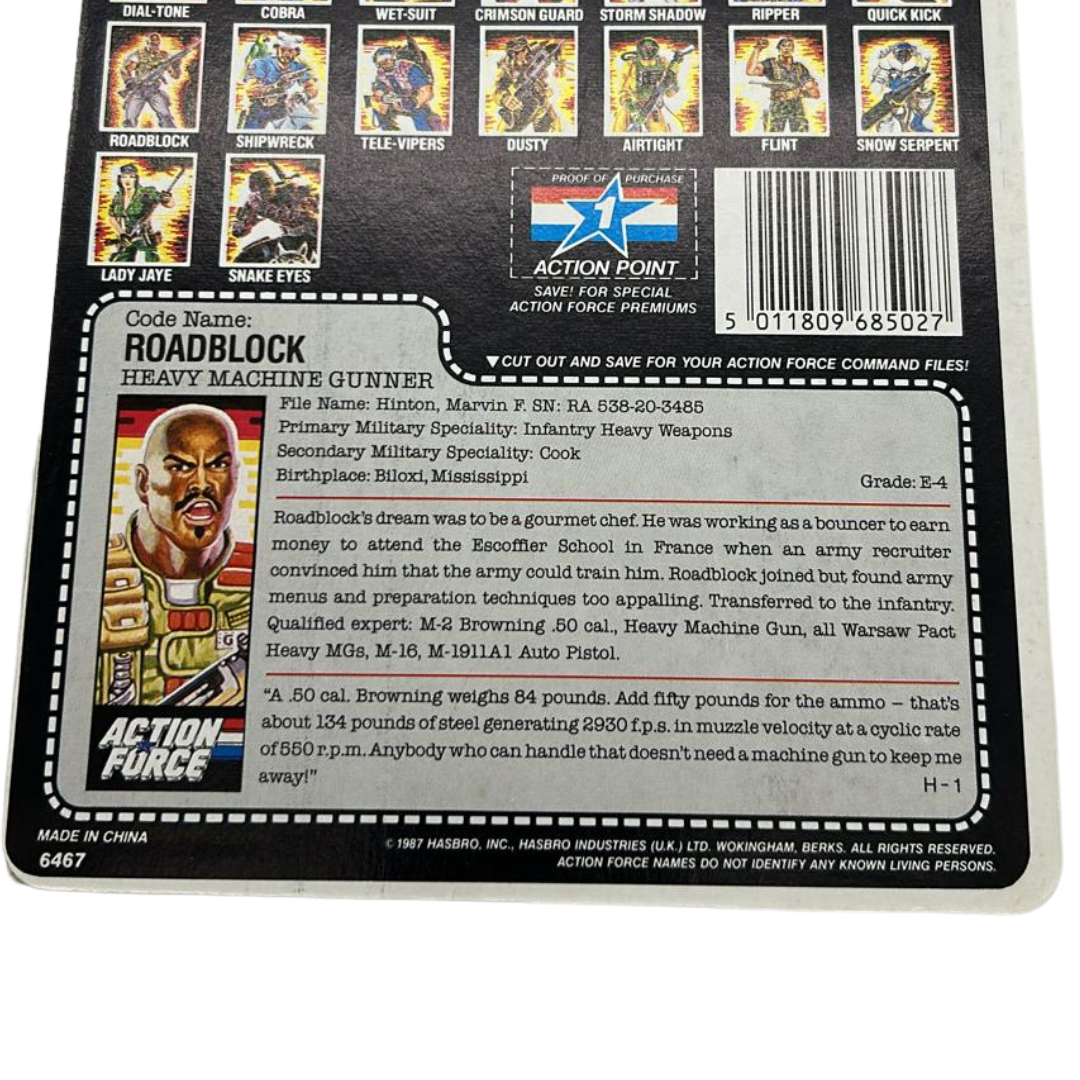 Action Force, GI Joe Roadblock V2 figure cardback filecard