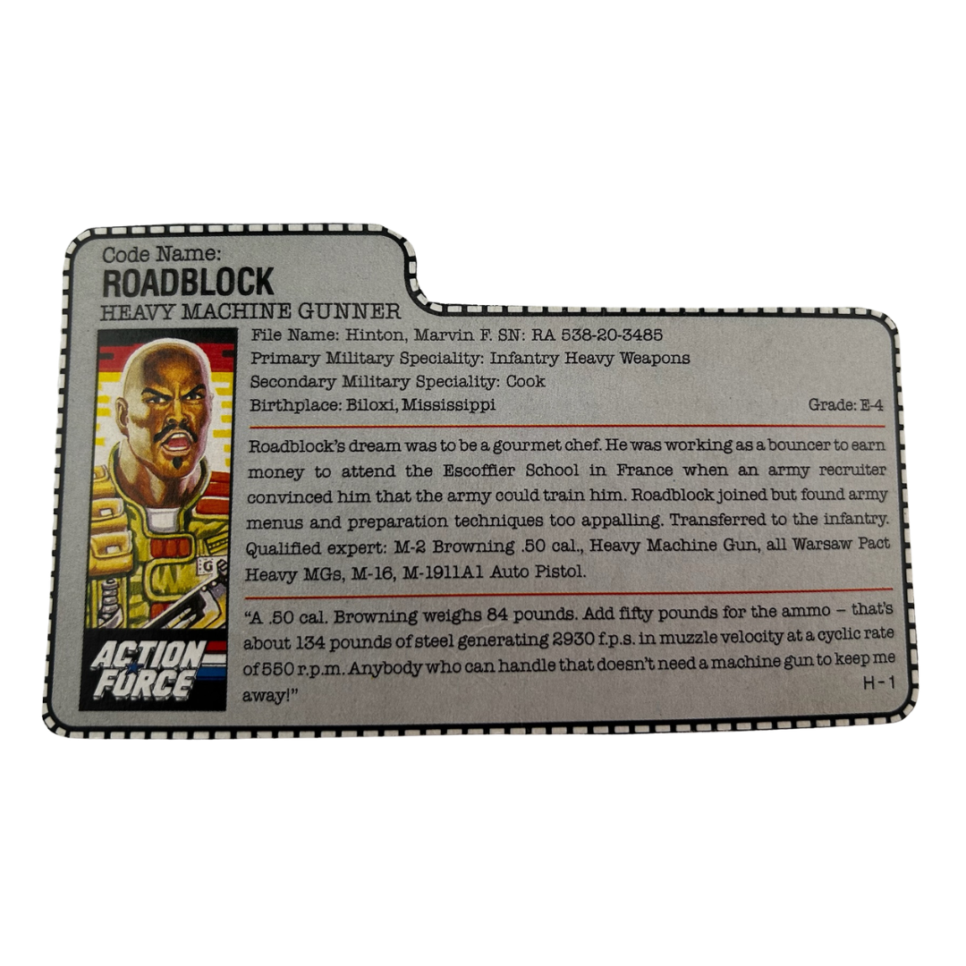 GI Joe, Action Force Roadblock V2 figure filecard 225