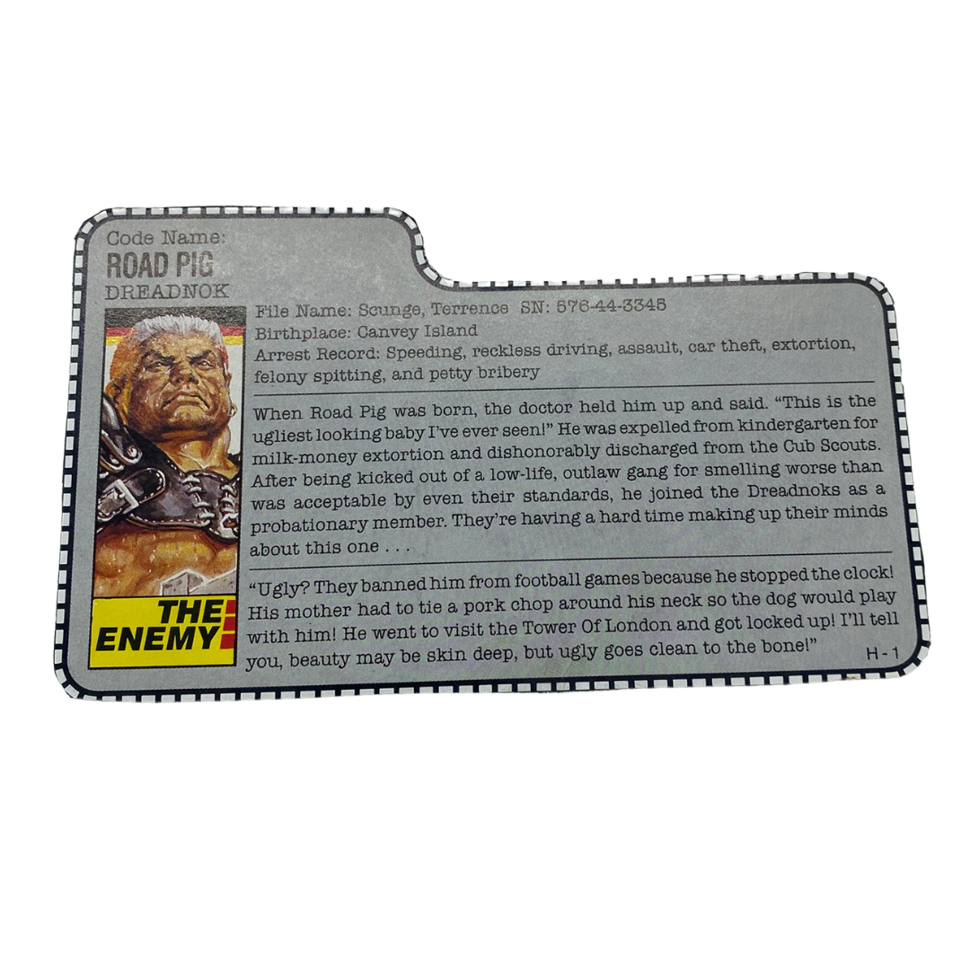 GI Joe, Action Force Road Pig Dreadnok filecard 177B