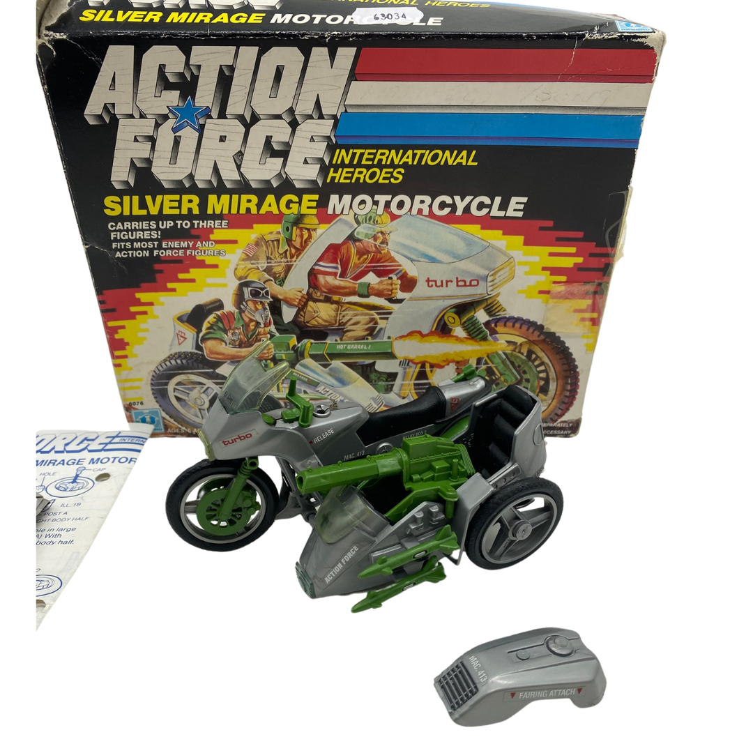 G.I Joe, Action Force Silver Mirage motorcycle with box complete