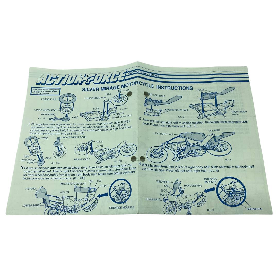 GI Joe, Action Force Silver Mirage Motorcycle instructions hole punched 321