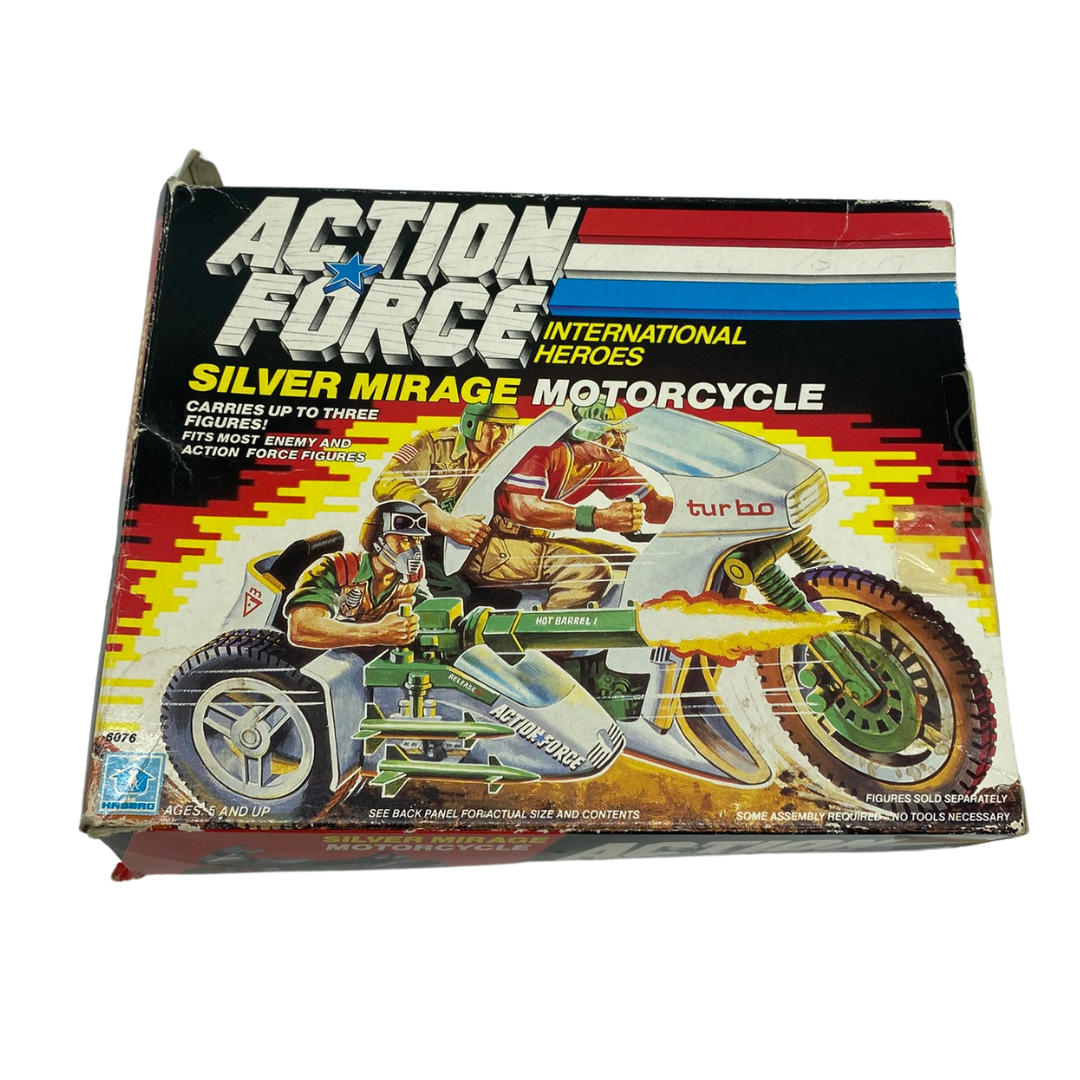 G.I Joe, Action Force Silver Mirage motorcycle with box complete