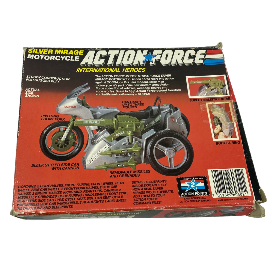 G.I Joe, Action Force Silver Mirage motorcycle with box complete