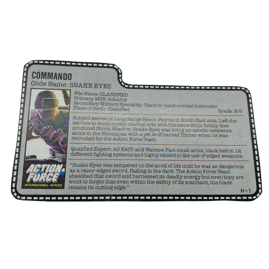 GI Joe, Action Force Snake Eyes filecard 297