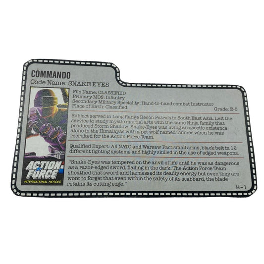 GI Joe, Action Force Snake Eyes filecard 297