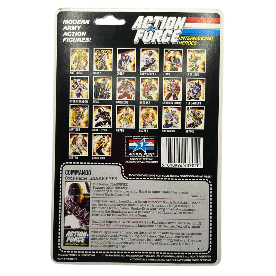 GI Joe, Action Force Snake Eyes V2 original cardback