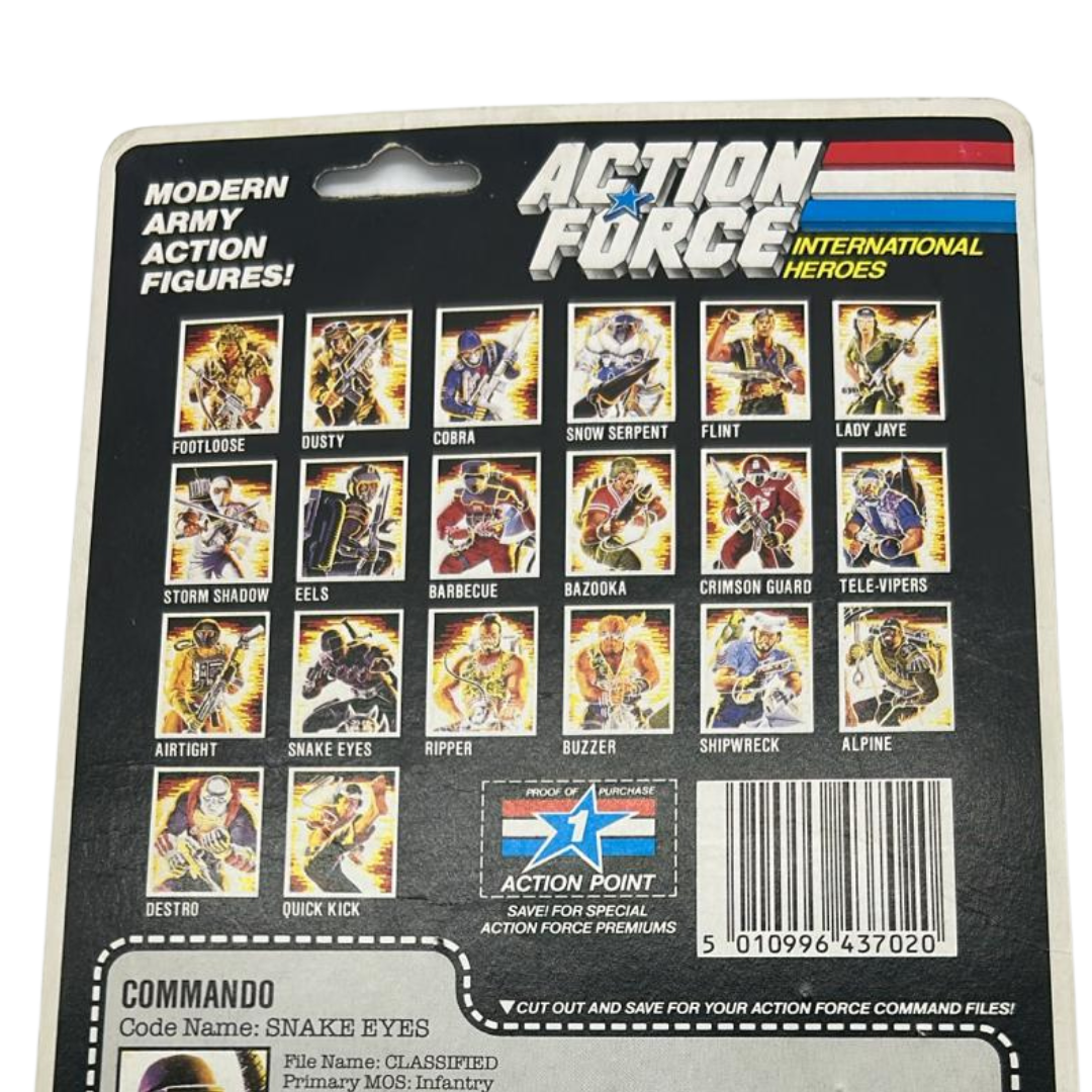 GI Joe, Action Force Snake Eyes cardback