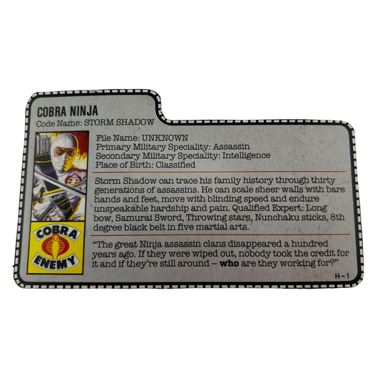 GI Joe, Action Force Storm Shadow filecard 228