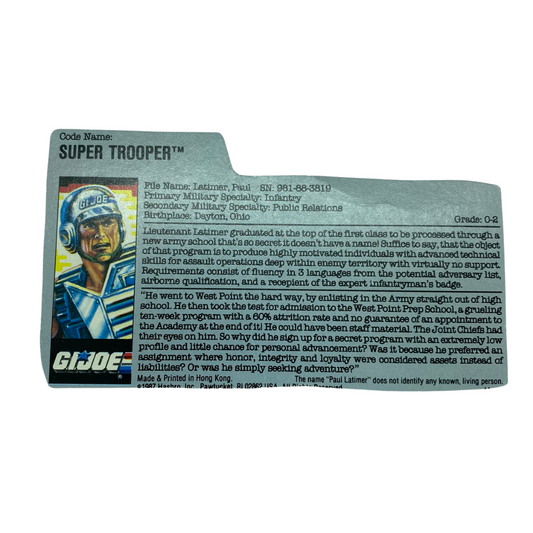 GI Joe / Action Force Super Trooper Mail Away filecard 190