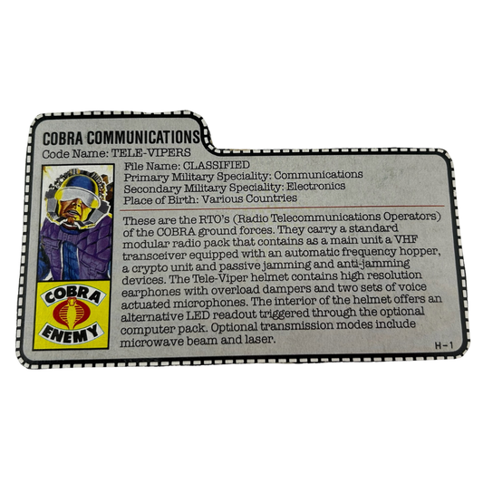 GI Joe, Action Force Televiper filecard 485