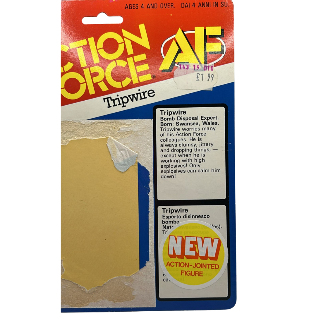 GI Joe, Action Force Tripwire cardback filecard backing card by Palitoy