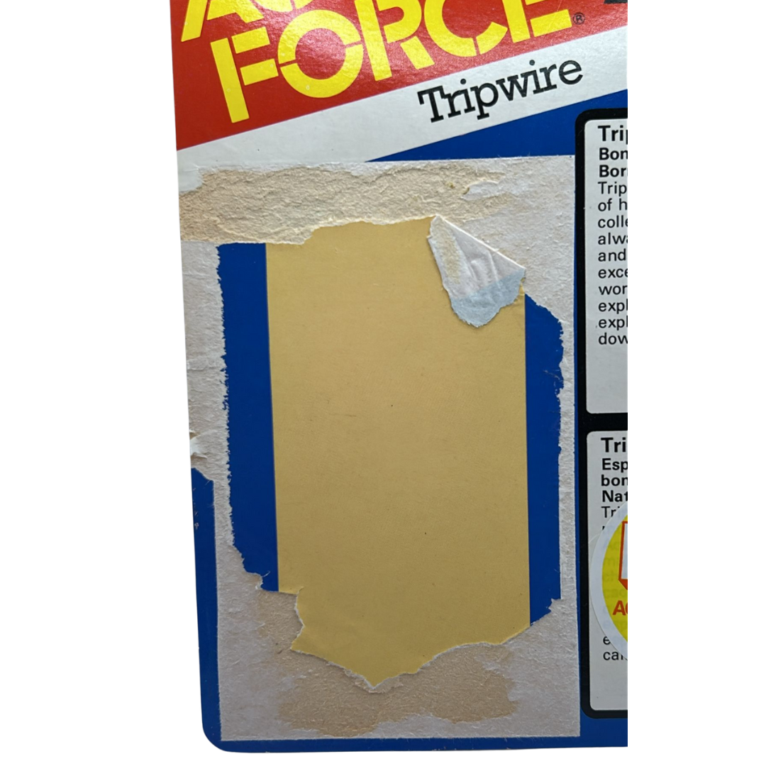 GI Joe, Action Force Tripwire cardback filecard backing card by Palitoy