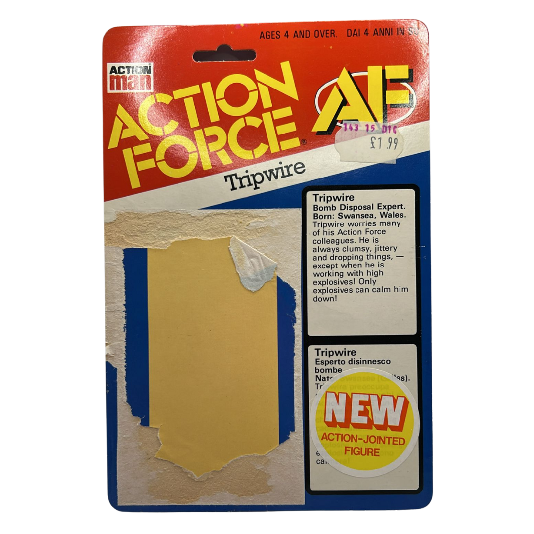 GI Joe, Action Force Tripwire cardback filecard backing card by Palitoy