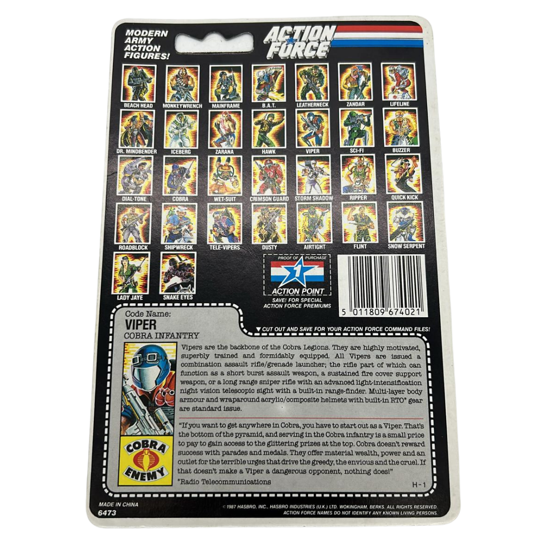 Action Force, GI Joe Viper figure cardback filecard