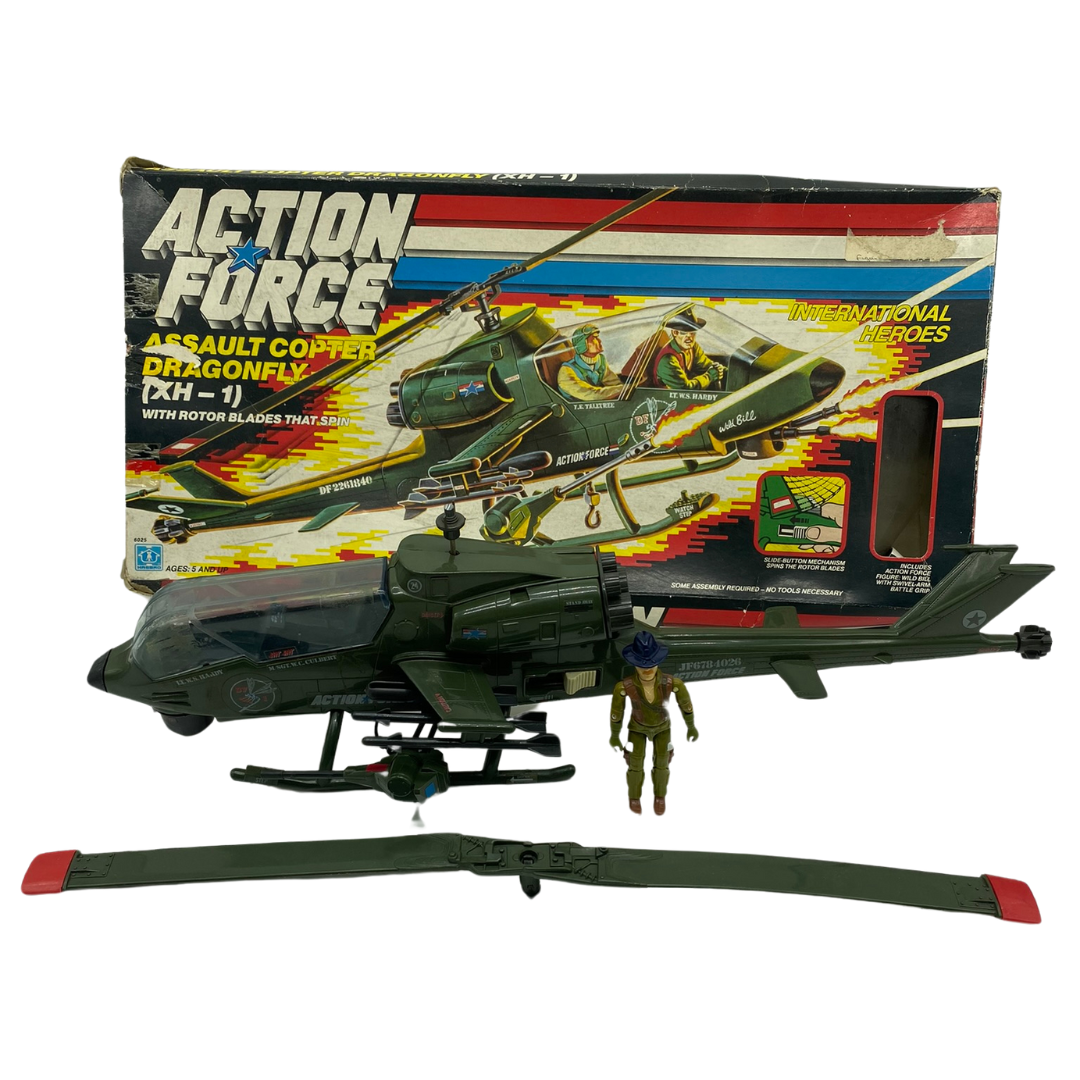 GI Joe, Action Force Dragonfly / Dragon Fly complete & box damaged rotor blades