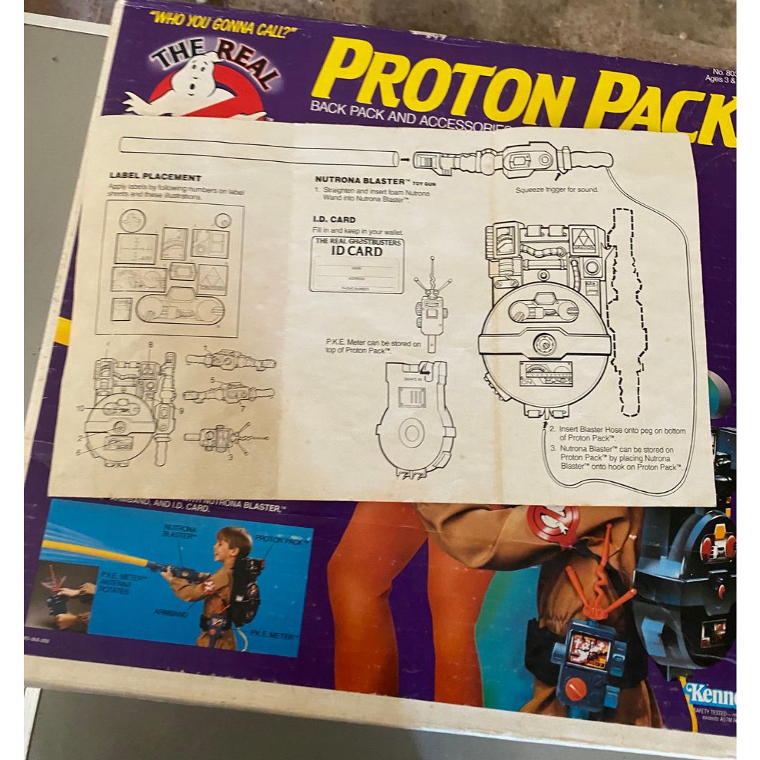 The Real Ghostbusters vintage Proton Pack back pack from 1984 with box