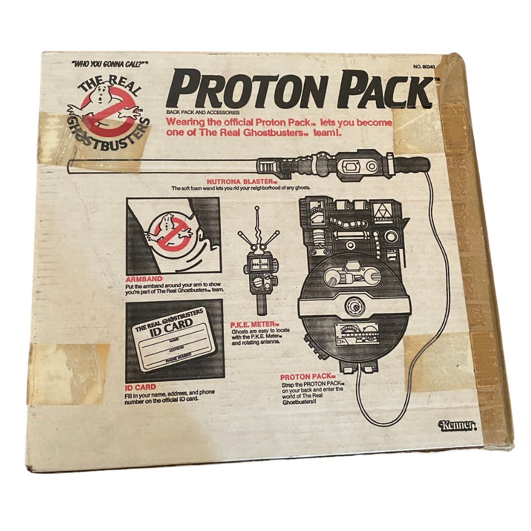 The Real Ghostbusters vintage Proton Pack back pack from 1984 with box