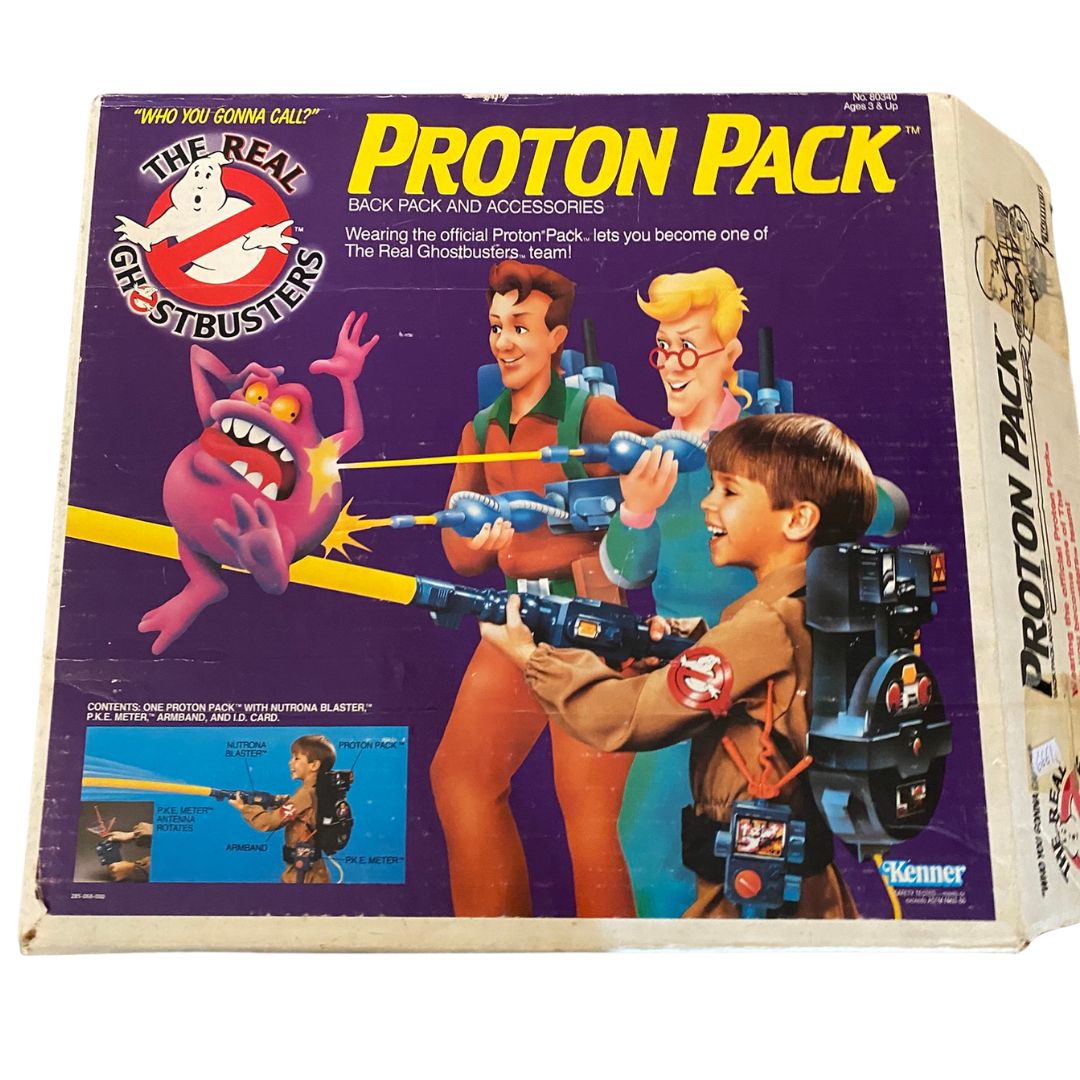 The Real Ghostbusters vintage Proton Pack back pack from 1984 with box