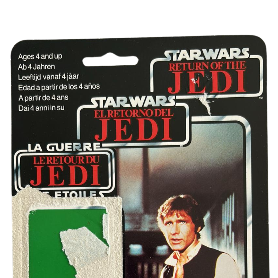 Vintage Star Wars ROTJ tri-Logo Han Solo Backing Card 70 Back trilogo