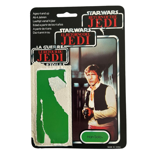 Vintage Star Wars ROTJ tri-Logo Han Solo Backing Card 70 Back trilogo